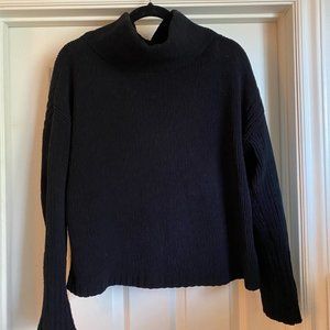 Anthropologie Black Chenille Mock Neck Sweater